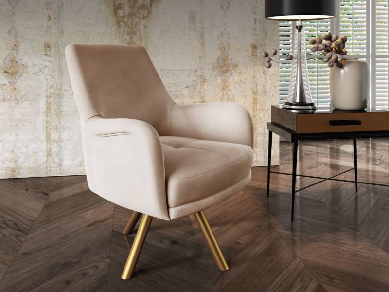 Sessel Drehsessel VALERIE in Stoff Stoff Elisa Velvet Beige von Fun Möbel