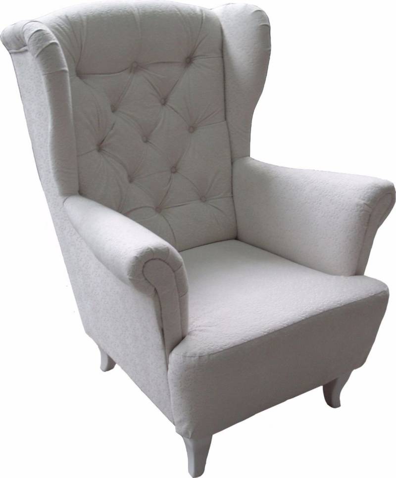 Sessel Ohrensessel Wohnzimmersessel - Orlando - Webstoff Weiss von Fun Möbel