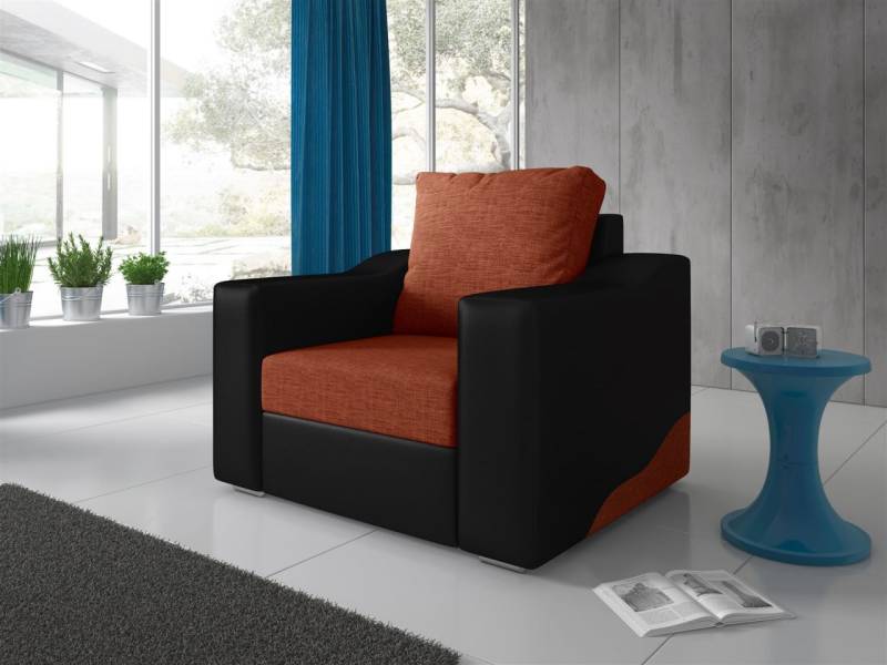 Sessel Polstersessel COLLIN in Schwarz / Dunkelorange von Fun Moebel