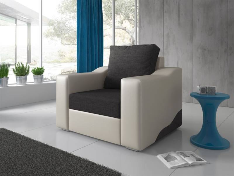 Sessel Polstersessel COLLIN in Weiss / Dunkelgrau von Fun Moebel