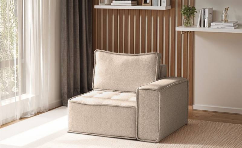 Sessel SANDE 1-Sitzer Modul Stoff Alpine Toffee Seite Rechts von Fun Möbel
