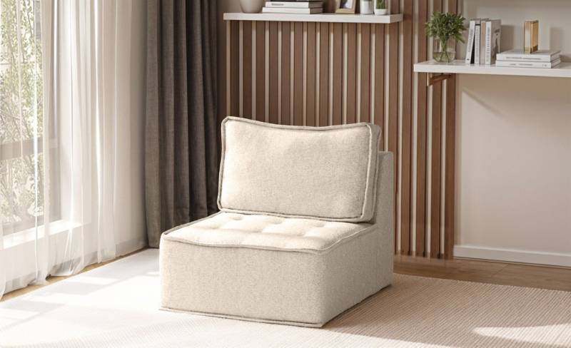 Sessel SANDE 1-Sitzer Modul Stoff Raven Creme von Fun Möbel