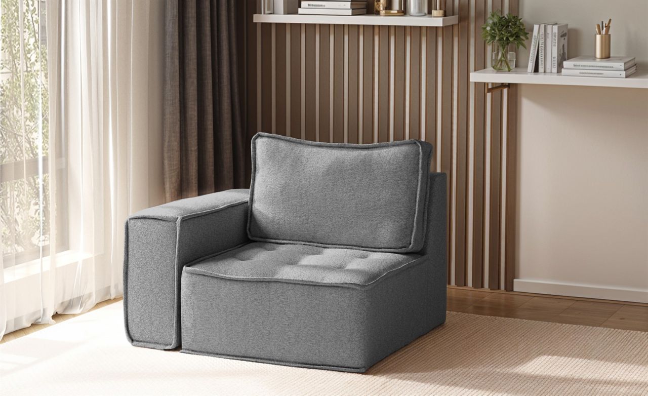 Sessel SANDE 1-Sitzer Modul Stoff Raven Grau Seite Links Sessel SANDE 1-Sitzer Modul Stoff Raven Grau Seite Links von Fun Möbel