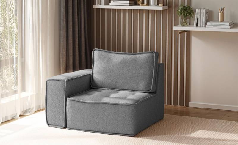 Sessel SANDE 1-Sitzer Modul Stoff Raven Grau Seite Links von Fun Möbel