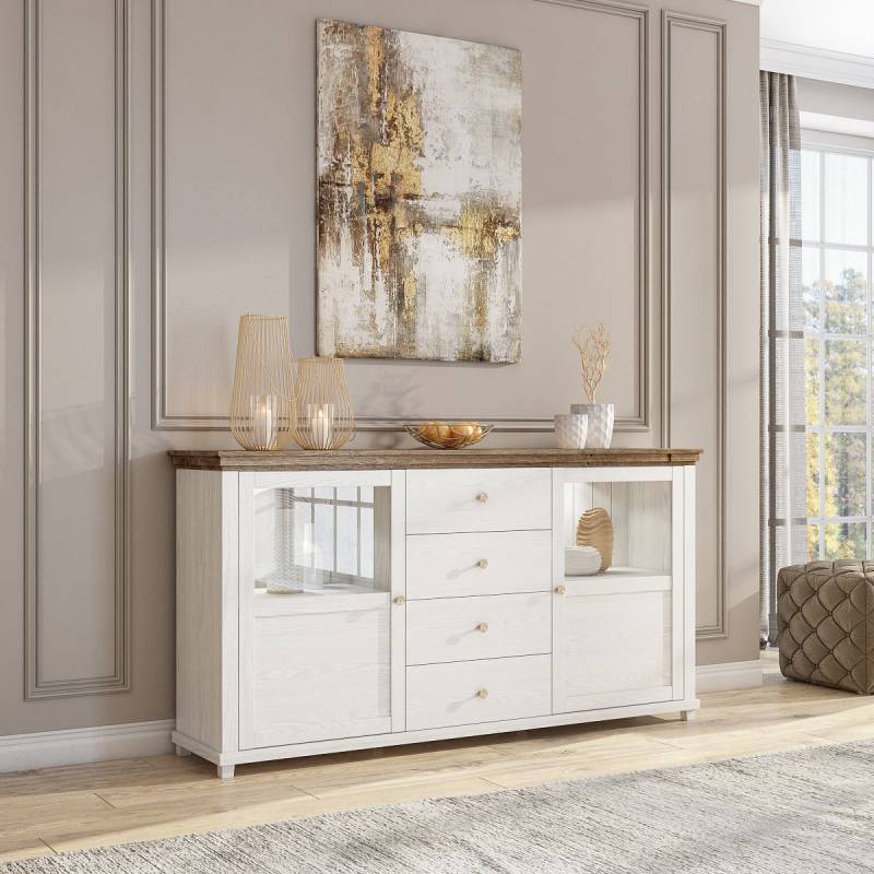 Sideboard HOME Anrichte 181 cm inkl.LED Beleuchtung Weiss Abisko von Fun Moebel