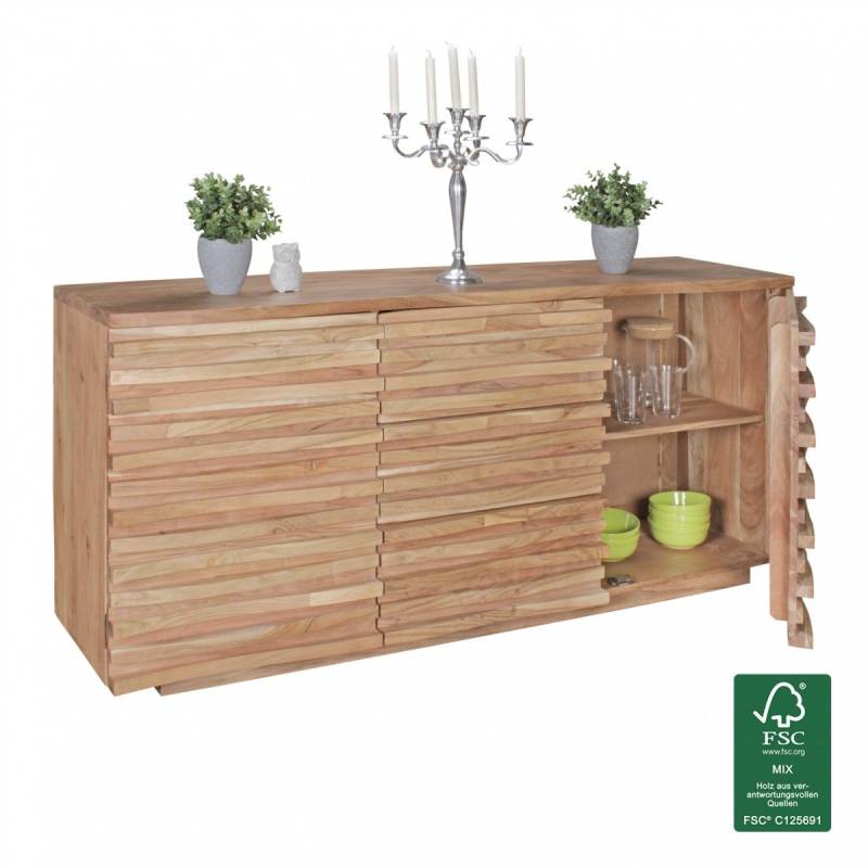 Sideboard Kommode AVOS Akazie massiv 160x45x75 cm Landhausstil von Fun Möbel