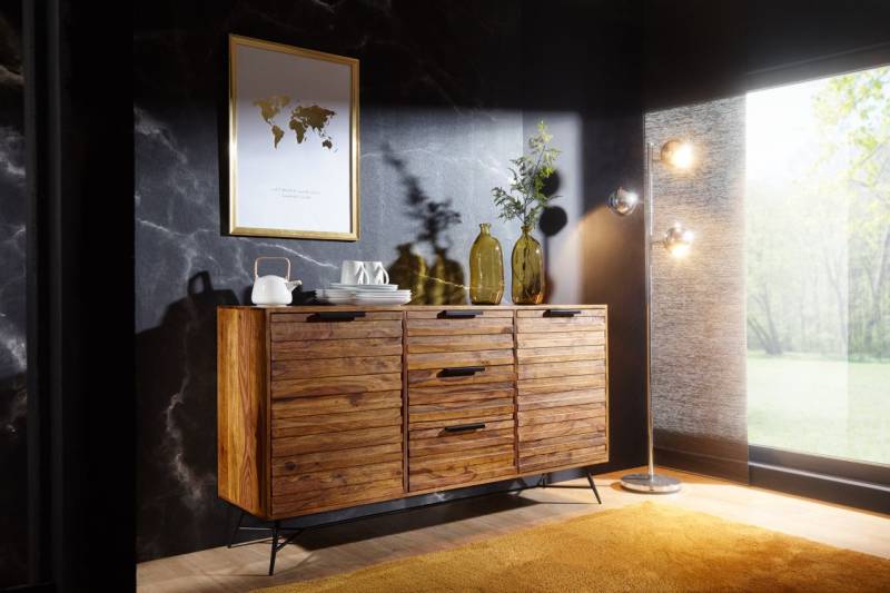 Sideboard Kommode RANGA 160x40x88cm Türen & Schubladen Sheesham Massiv von Fun Möbel
