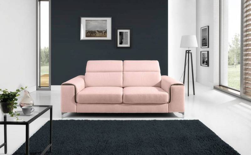 Sofa 2-Sitzer STELLA Polyesterstoff Hellrosa 176x95x105 cm von Fun Moebel