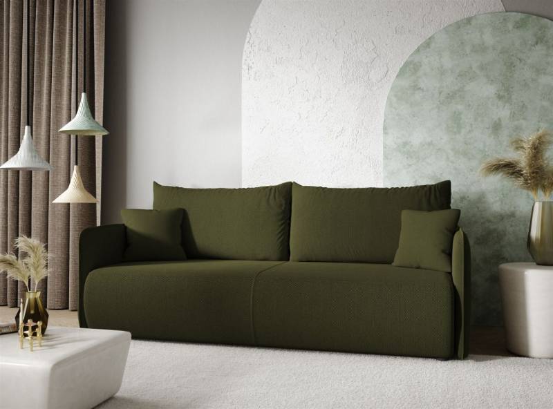 Sofa 2-Sitzer mit Schlaffunktion CALGARY Stoff Curio Grün von Fun Möbel