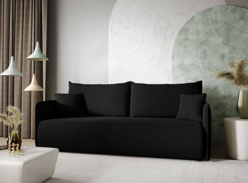 Sofa 2-Sitzer mit Schlaffunktion CALGARY Stoff Curio Schwarz von Fun Möbel