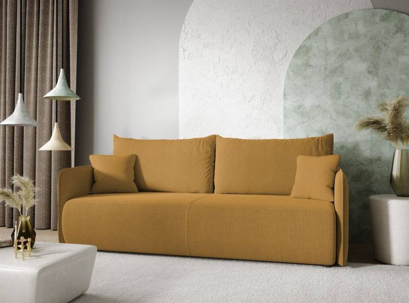 Sofa 2-Sitzer mit Schlaffunktion CALGARY Stoff Curio Senfgelb von Fun Möbel