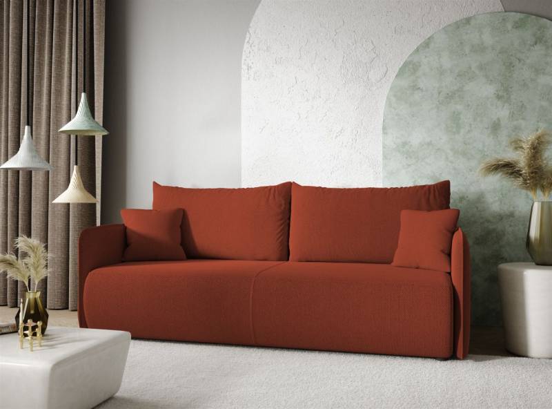 Sofa 2-Sitzer mit Schlaffunktion CALGARY Stoff Curio Ziegelrot von Fun Möbel