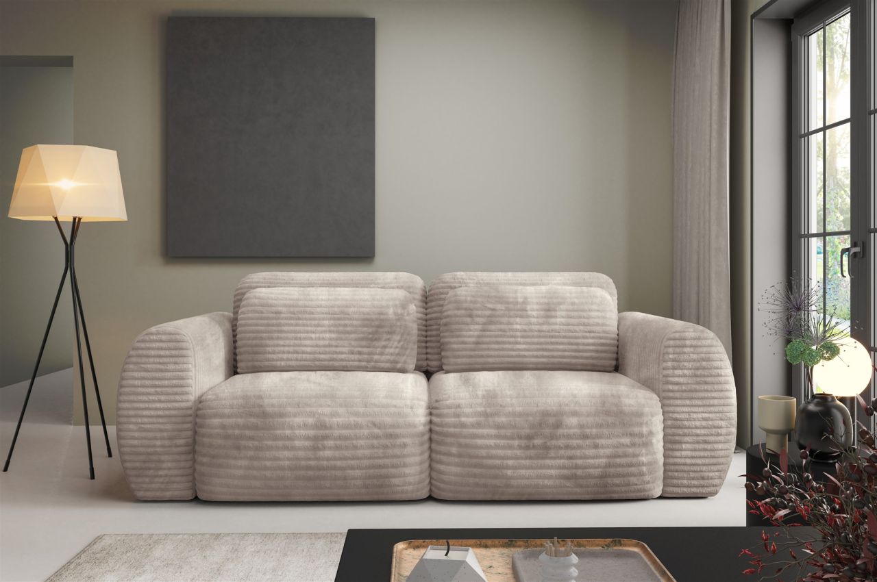 Sofa 2-Sitzer mit Schlaffunktion SIMONE in Stoff Ambience Dunkelbeige Sofa 2-Sitzer mit Schlaffunktion SIMONE in Stoff Ambience Dunkelbeige von Fun Möbel