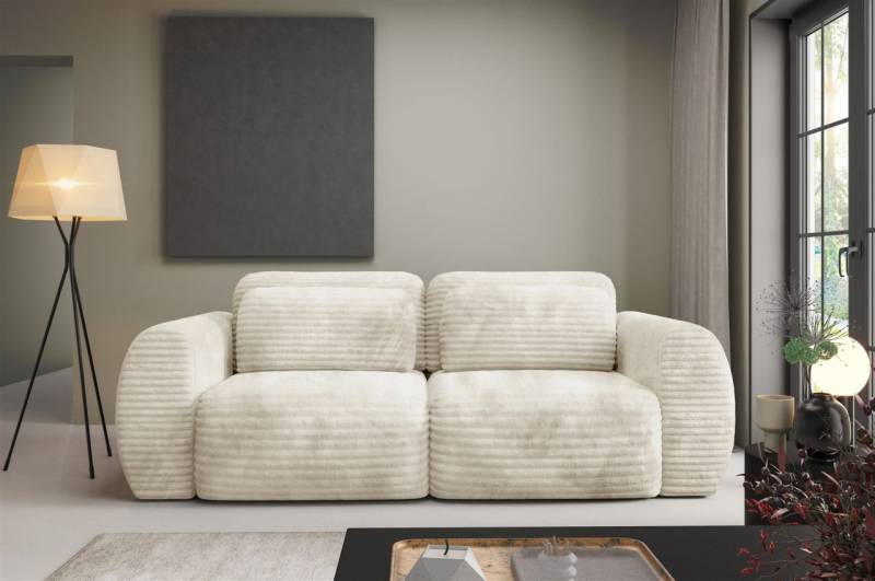 Sofa 2-Sitzer mit Schlaffunktion SIMONE in Stoff Ambience Ivory von Fun Möbel