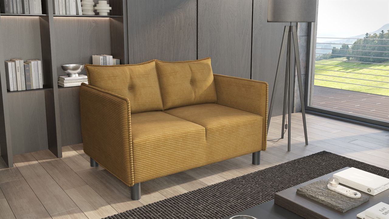Sofa 2-er Designersofa DECLAN in Stoff Lincoln Honiggelb von Fun Möbel