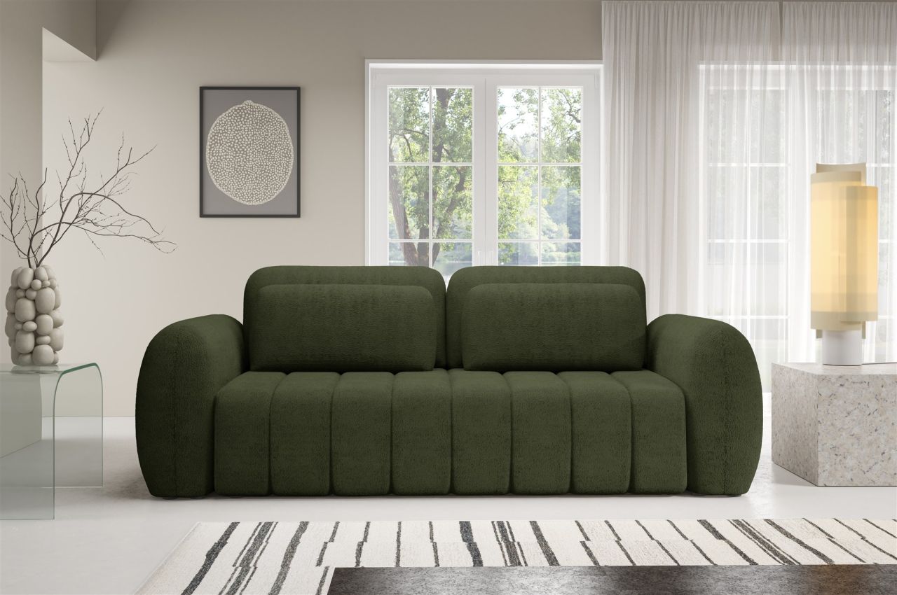 Sofa 3-Sitzer mit Schlaffunktion CARIA in Stoff Quelle Grün Sofa 3-Sitzer mit Schlaffunktion CARIA in Stoff Quelle Grün von Fun Möbel