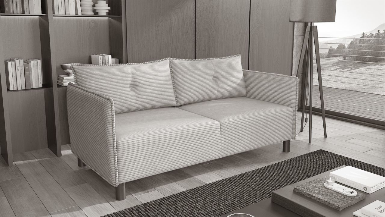 Sofa 3-er Designersofa DECLAN in Stoff Lincoln Beige von Fun Möbel