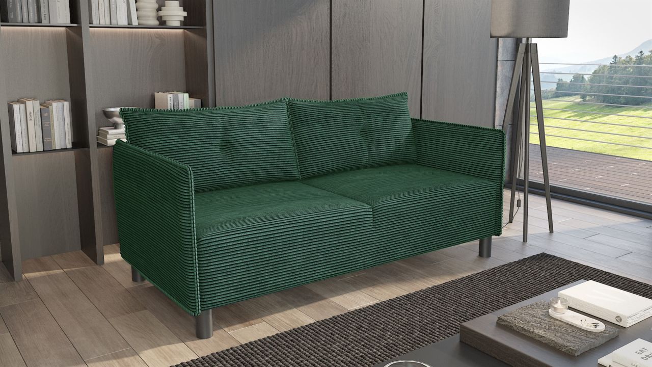 Sofa 3-er Designersofa DECLAN in Stoff Lincoln Grün von Fun Möbel