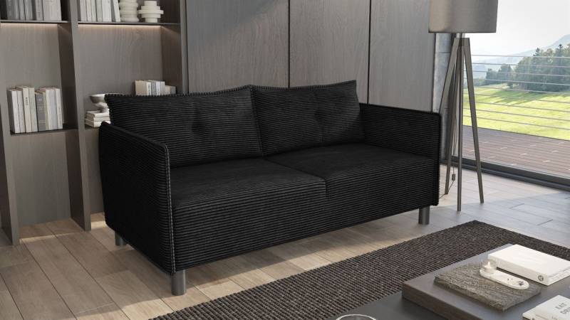 Sofa 3-er Designersofa DECLAN in Stoff Lincoln Schwarz von Fun Möbel
