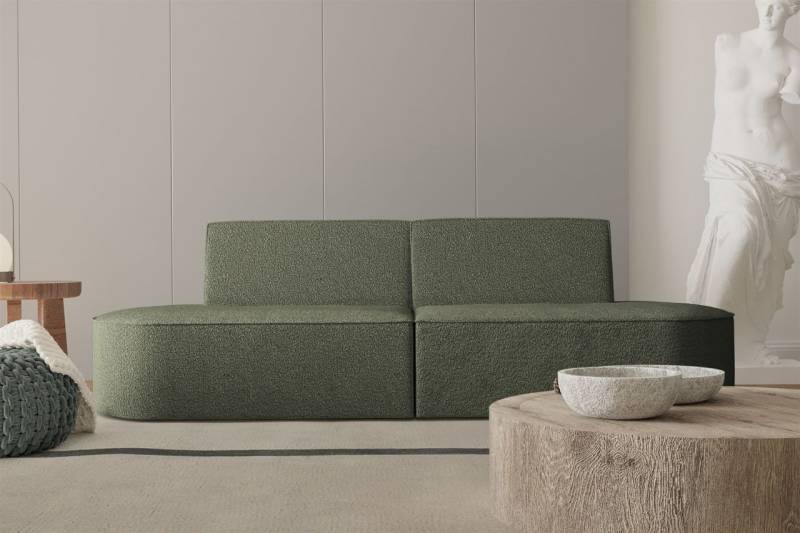 Sofa Designersofa 2-Sitzer MILOT in Stoff Ascot Bukla Moosgrün von Fun Moebel
