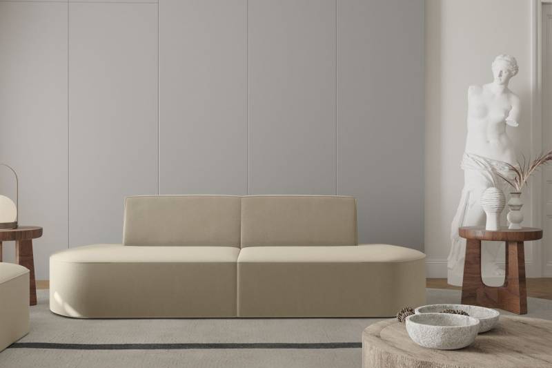 Sofa Designersofa 2-Sitzer MILOT in Stoff Opera Velvet Beige von Fun Moebel