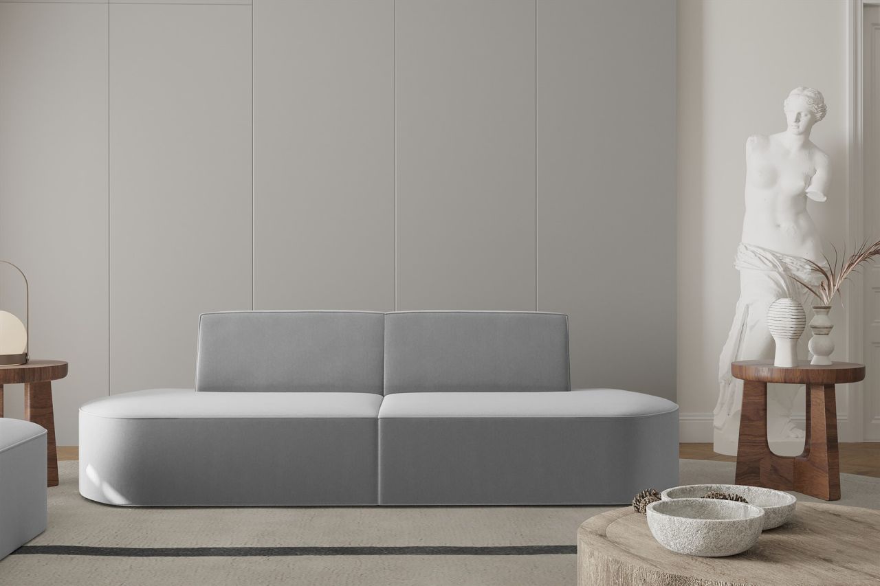Sofa Designersofa 2-Sitzer MILOT in Stoff Opera Velvet Grau von Fun Moebel