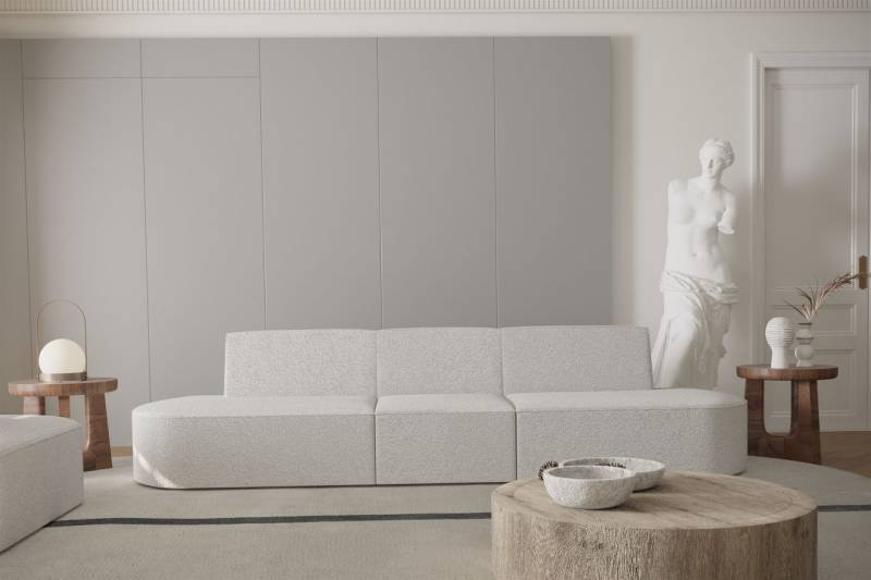 Sofa Designersofa 3-Sitzer MILOT in Stoff Ascot Bukla Creme von Fun Moebel