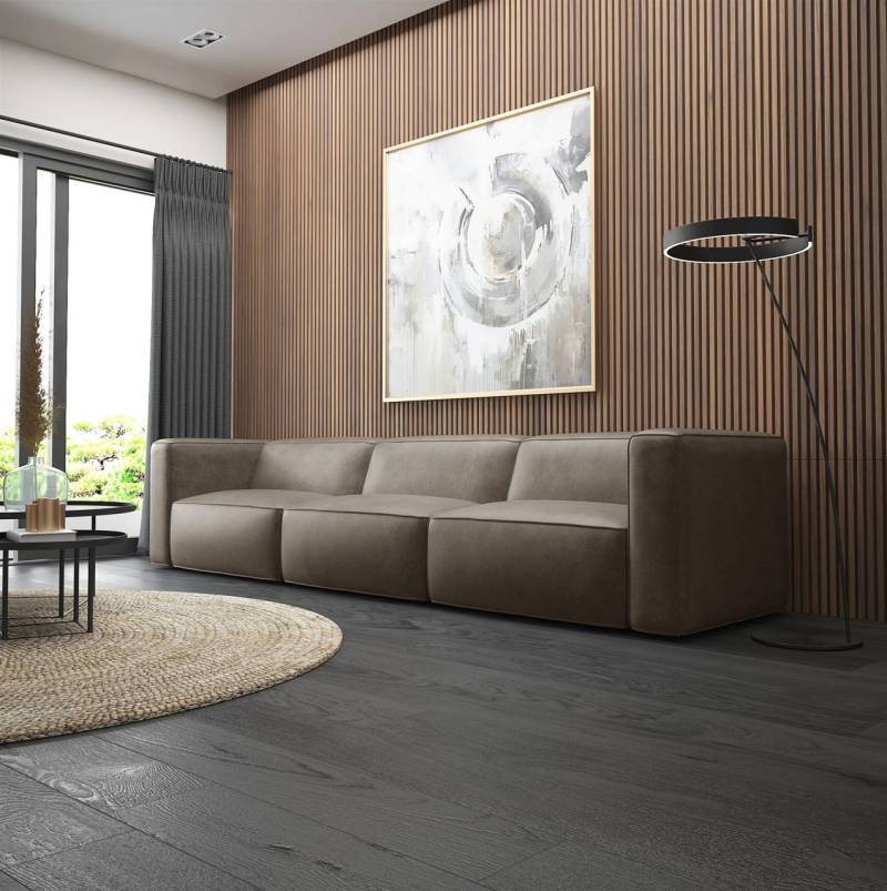 Sofa Designersofa Bigsofa HELMER 3-Sitzer in Stoff Pola Braun von Fun Möbel