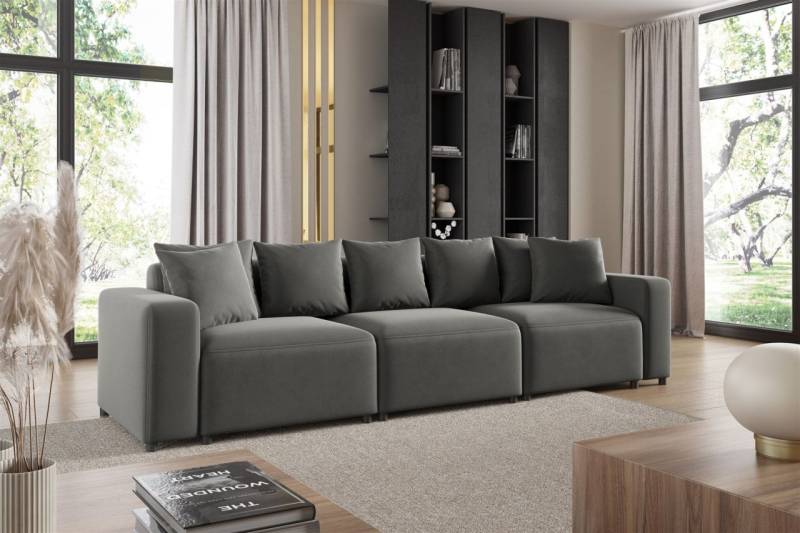 Sofa Designersofa Bigsofa MEGAN 3-Sitzer in Stoff Salvador Grau von Fun Möbel