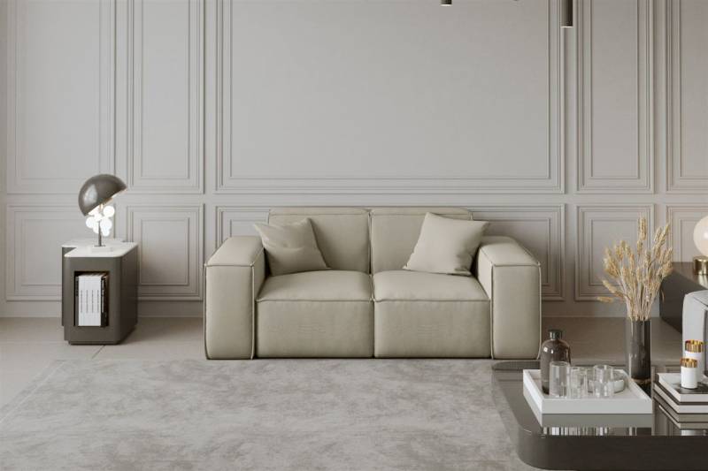 Sofa Designersofa CELES 2-Sitzer in Stoff Opera Velvet Creme von Fun Moebel