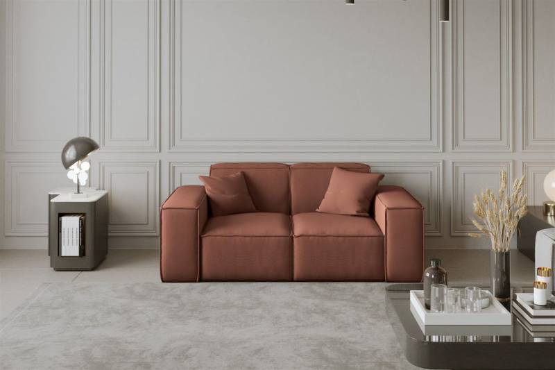 Sofa Designersofa CELES 2-Sitzer in Stoff Opera Velvet Kupferbraun von Fun Moebel
