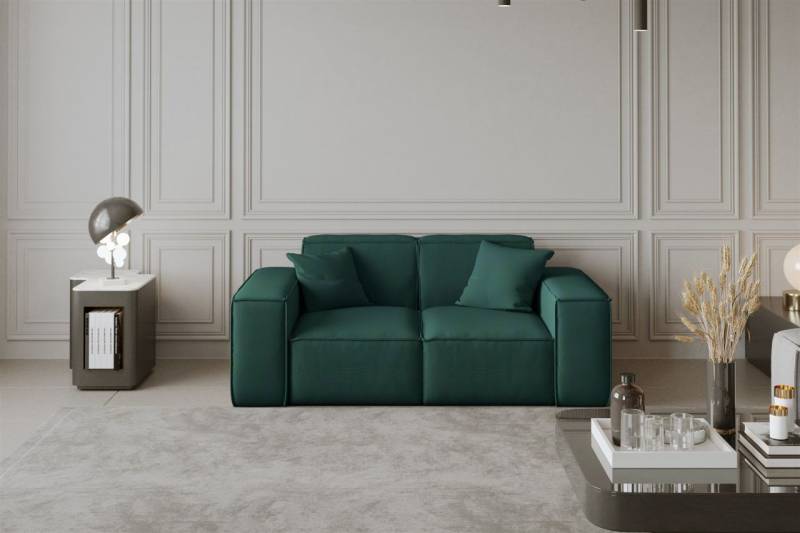 Sofa Designersofa CELES 2-Sitzer in Stoff Opera Velvet Opalgrün von Fun Moebel