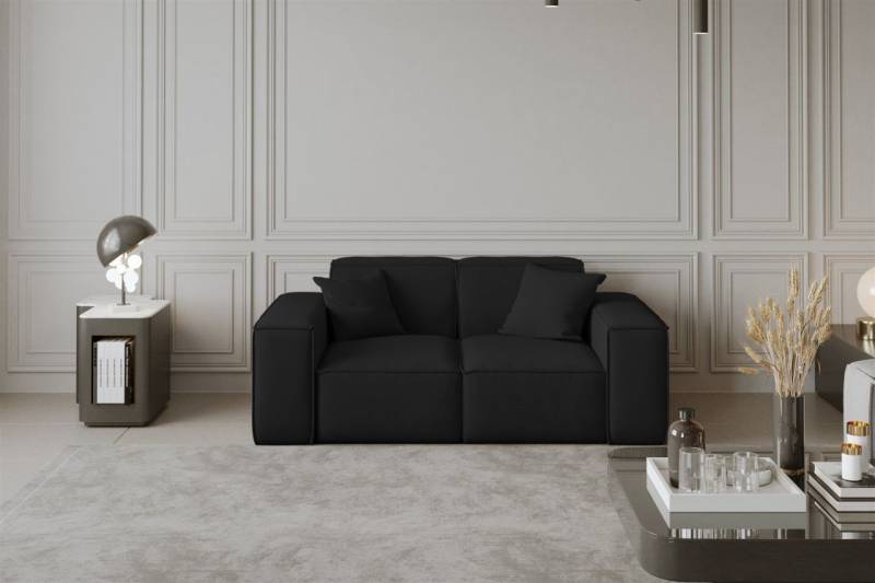Sofa Designersofa CELES 2-Sitzer in Stoff Opera Velvet Schwarz von Fun Moebel