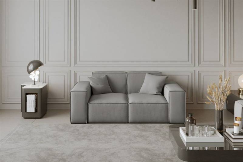 Sofa Designersofa CELES 2-Sitzer in Stoff Opera Velvet Silbergrau von Fun Moebel