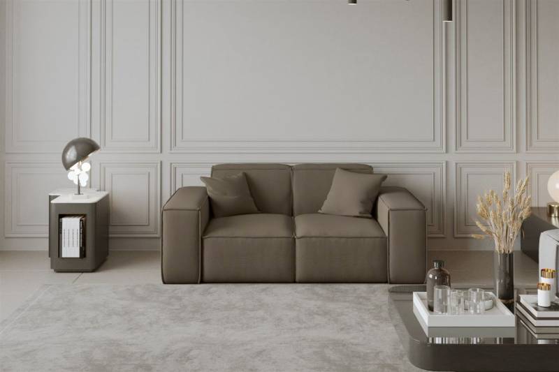Sofa Designersofa CELES 2-Sitzer in Stoff Opera Velvet Taupe von Fun Moebel