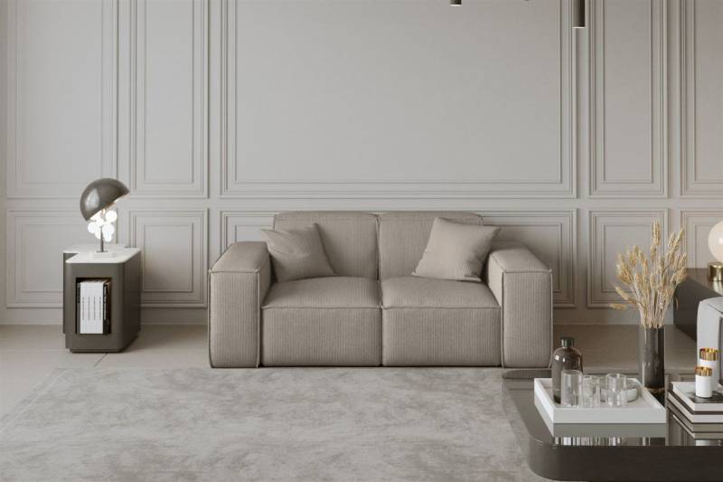 Sofa Designersofa CELES 2-Sitzer in Stoff Scala Beige von Fun Moebel
