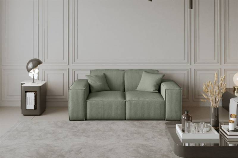 Sofa Designersofa CELES 2-Sitzer in Stoff Scala Olivgrün von Fun Moebel
