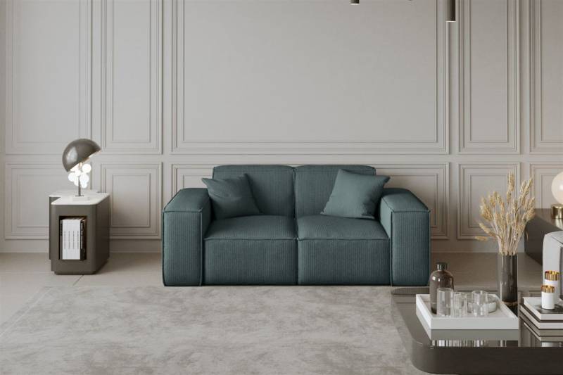 Sofa Designersofa CELES 2-Sitzer in Stoff Scala Petrol von Fun Moebel