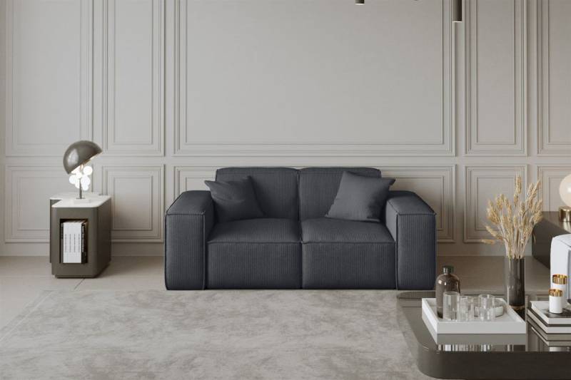 Sofa Designersofa CELES 2-Sitzer in Stoff Scala Schwarz von Fun Moebel