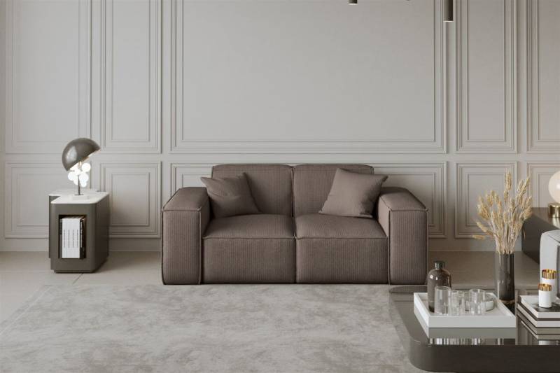 Sofa Designersofa CELES 2-Sitzer in Stoff Scala Taupe von Fun Moebel