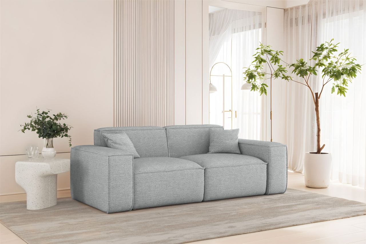Sofa Designersofa CELES PREMIUM 2-Sitzer in Stoff Artico Hellgrau von Fun Möbel