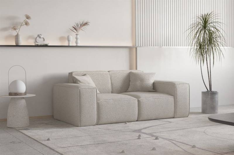 Sofa Designersofa CELES PREMIUM 2-Sitzer in Stoff Ascot Bukla Beige von Fun Moebel
