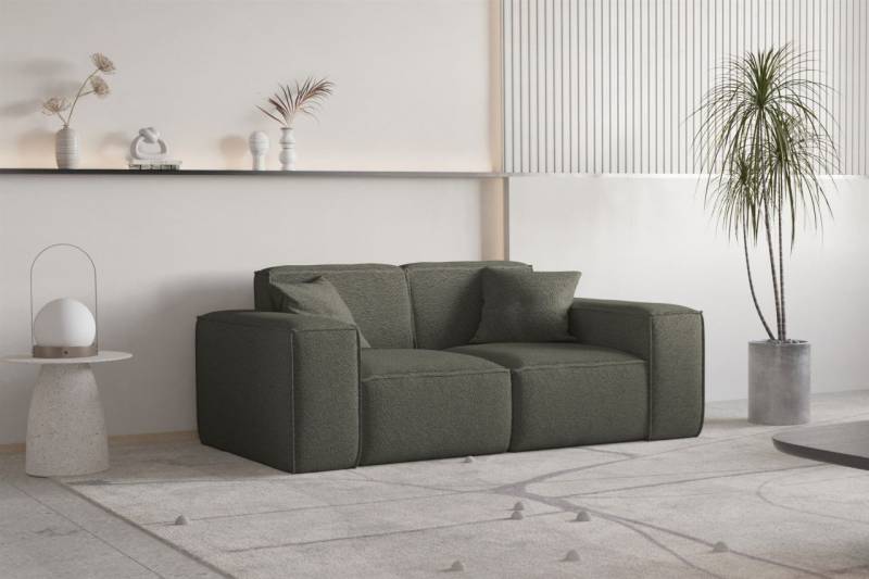 Sofa Designersofa CELES PREMIUM 2-Sitzer in Stoff Ascot Bukla Moosgrün von Fun Moebel