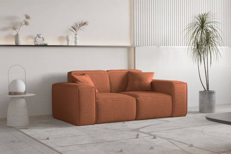 Sofa Designersofa CELES PREMIUM 2-Sitzer in Stoff Ascot Bukla Terracotta von Fun Moebel