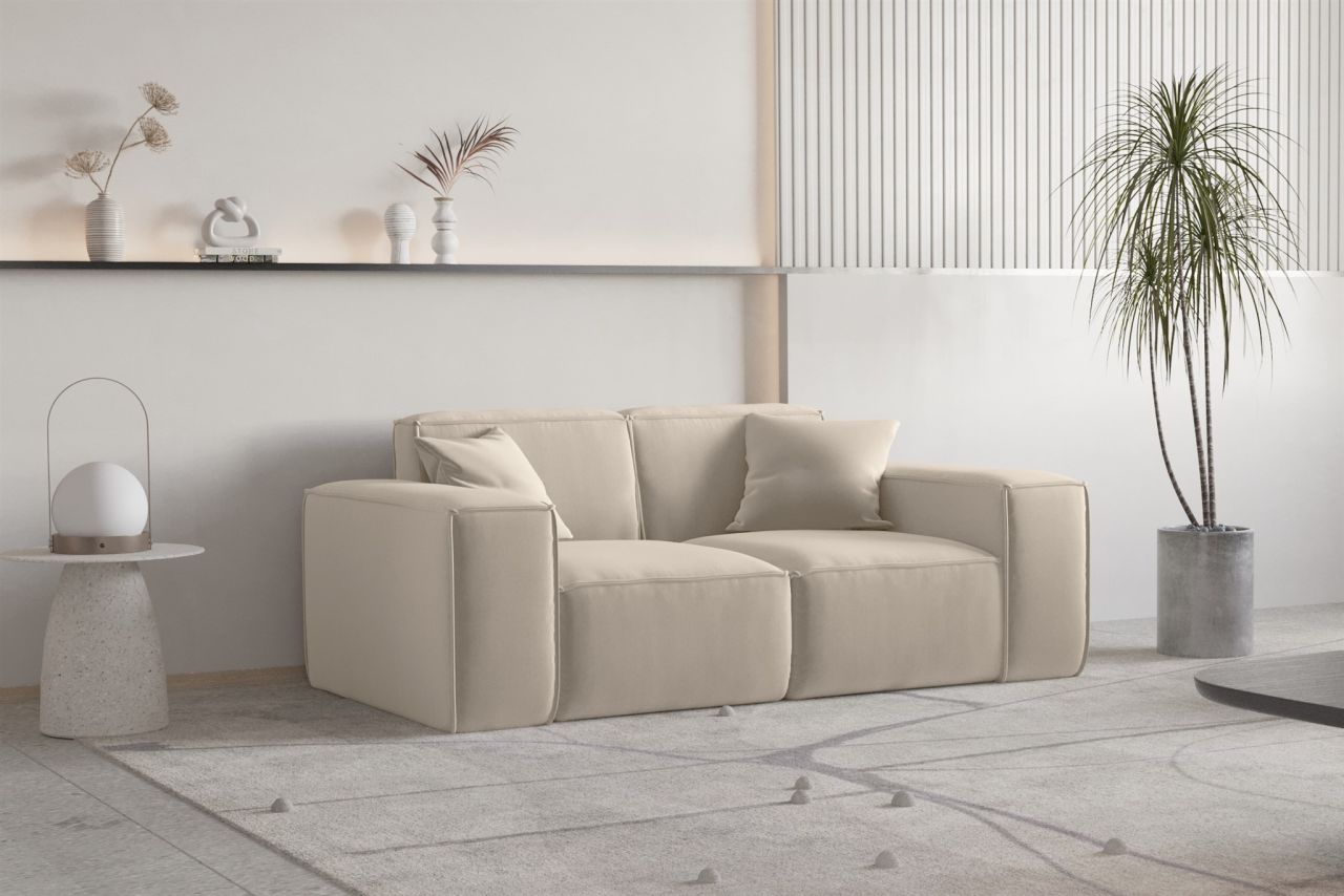 Sofa Designersofa CELES PREMIUM 2-Sitzer in Stoff Opera Velvet Beige Sofa Designersofa CELES PREMIUM 2-Sitzer in Stoff Opera Velvet Beige von Fun Moebel