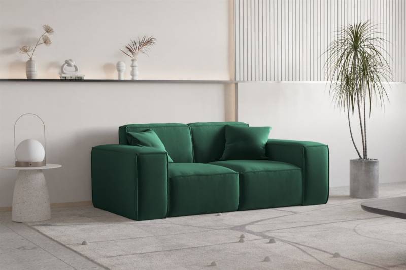Sofa Designersofa CELES PREMIUM 2-Sitzer in Stoff Opera Velvet Grün von Fun Moebel