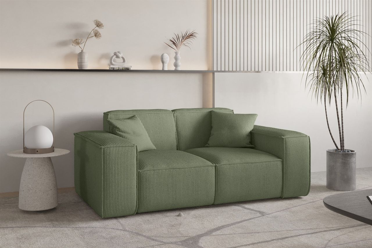 Sofa Designersofa CELES PREMIUM 2-Sitzer in Stoff Scala Forest von Fun Möbel
