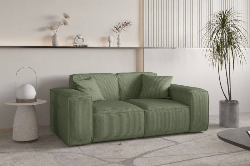 Sofa Designersofa CELES PREMIUM 2-Sitzer in Stoff Scala Forest von Fun Möbel