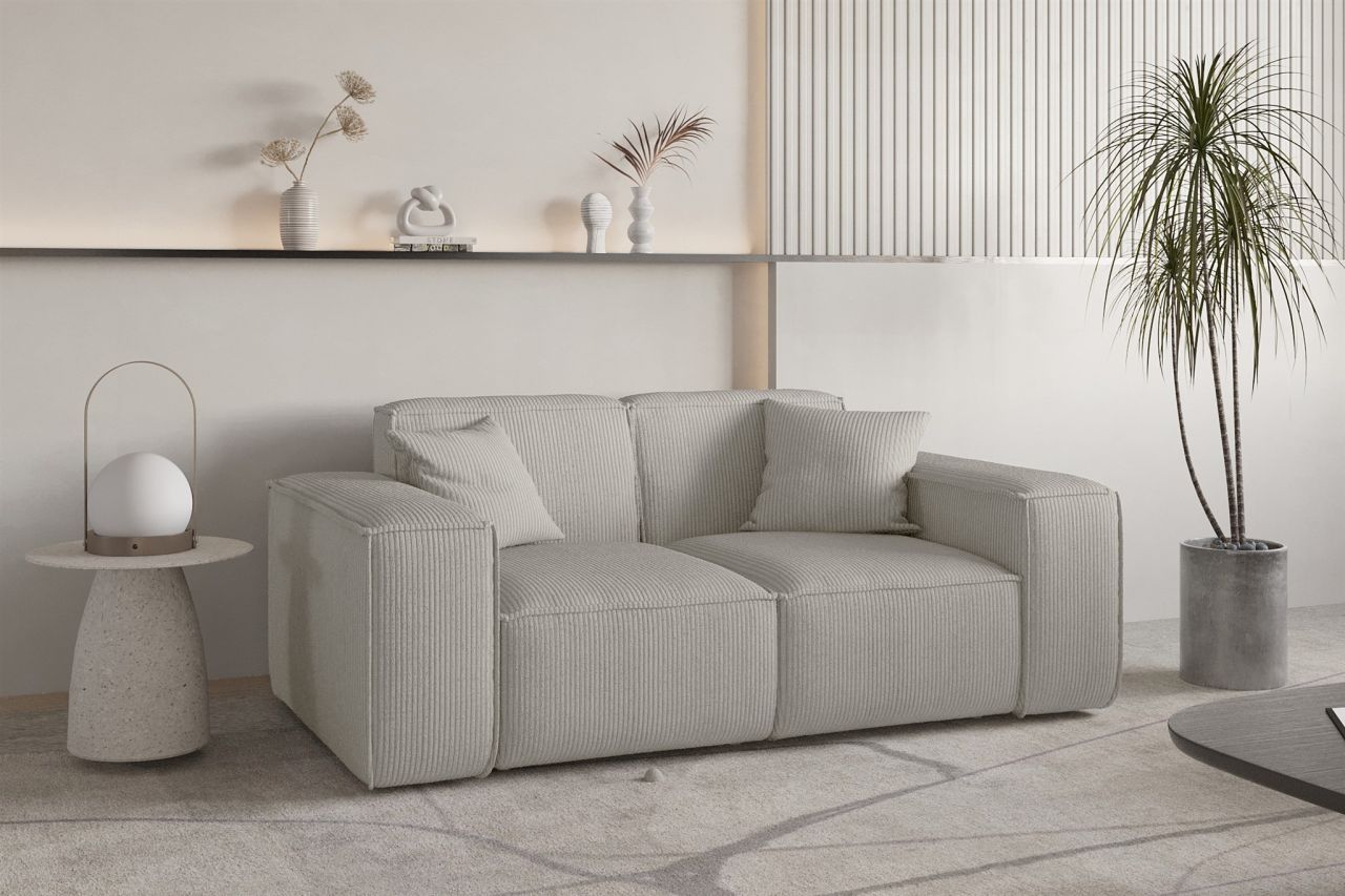 Sofa Designersofa CELES PREMIUM 2-Sitzer in Stoff Scala Sandgrau von Fun Möbel