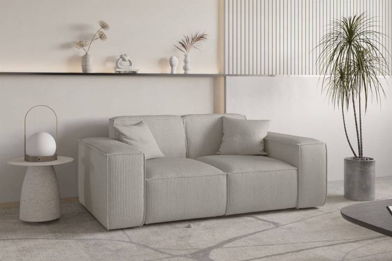 Sofa Designersofa CELES PREMIUM 2-Sitzer in Stoff Scala Sandgrau von Fun Möbel